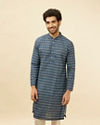 Deep Blue Floral Buta Printed Kurta